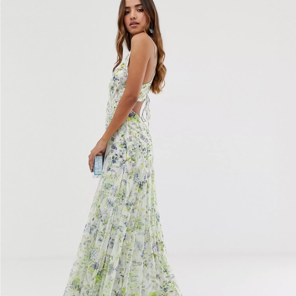 NWT ASOS DESIGN embellished floral strappy back maxi dress